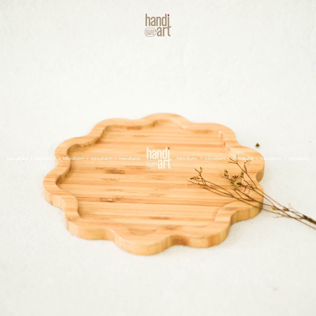 Khay gỗ tre hình bông hoa - Khay gỗ tre đựng thức ăn- bamboo wooden tray