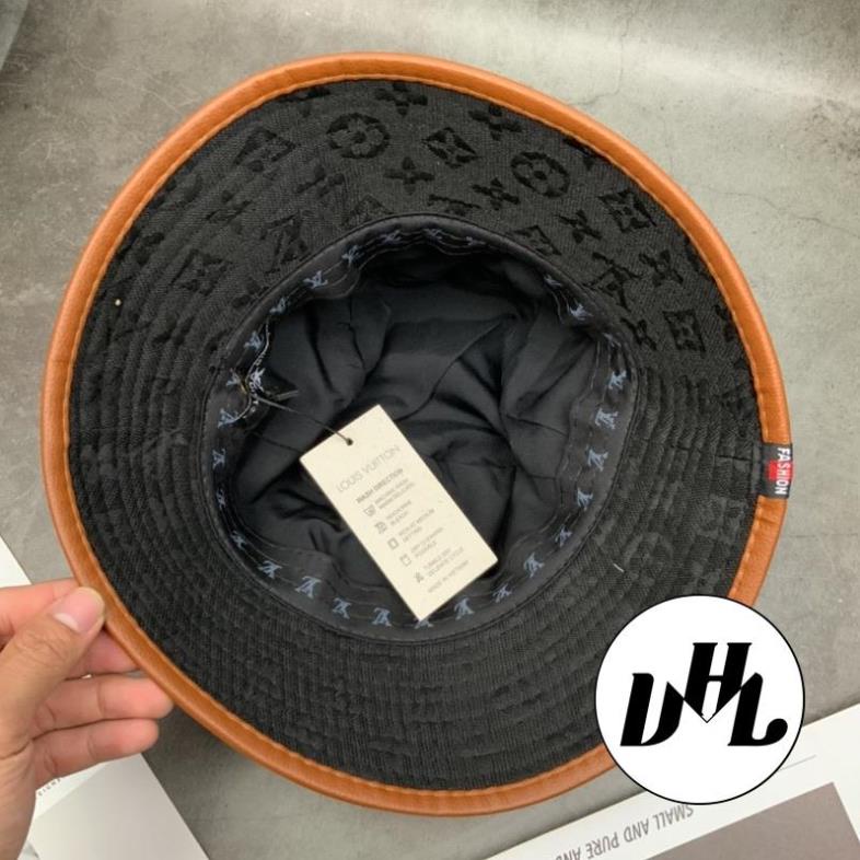 Mũ Bucket Cụp Viền Da Mạc Tròn VL Cao Cấp Thời Trang Unisex Nam Nữ