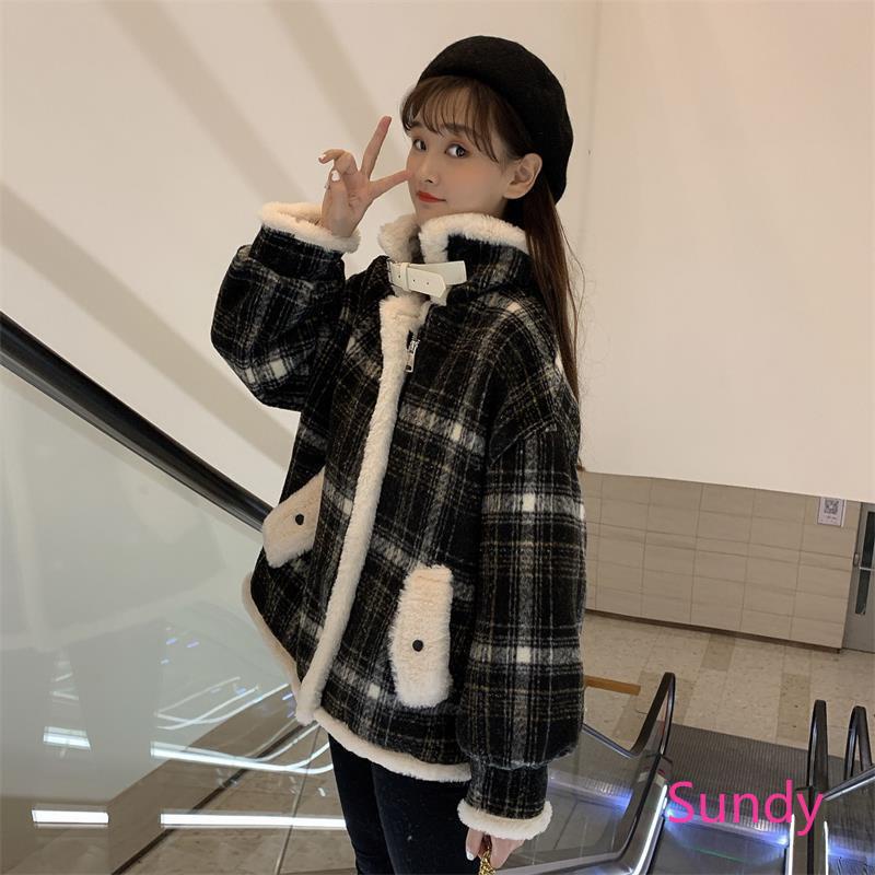 Áo khoác nhung dày dài tay thời trang mùa đông cho nữ