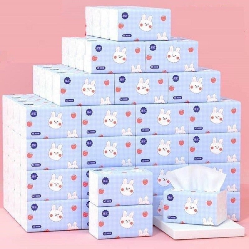 1 Thùng Khăn Giấy Rút Hình Thỏ 4 Lớp Siêu Dai, Chất Giấy Mịn