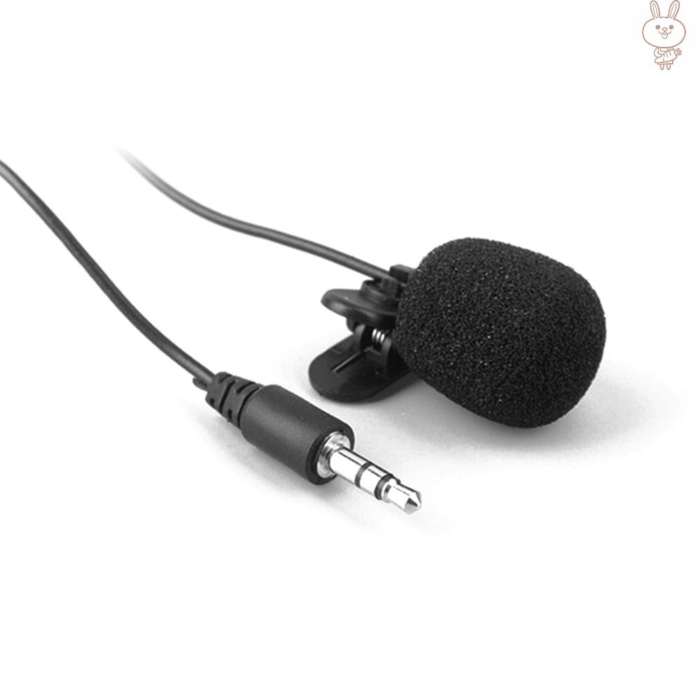 ol External Clip-on Lapel Lavalier Microphone 3.5mm Jack for Phone Handsfree Wired Condenser Mic for Teaching Speeching Black