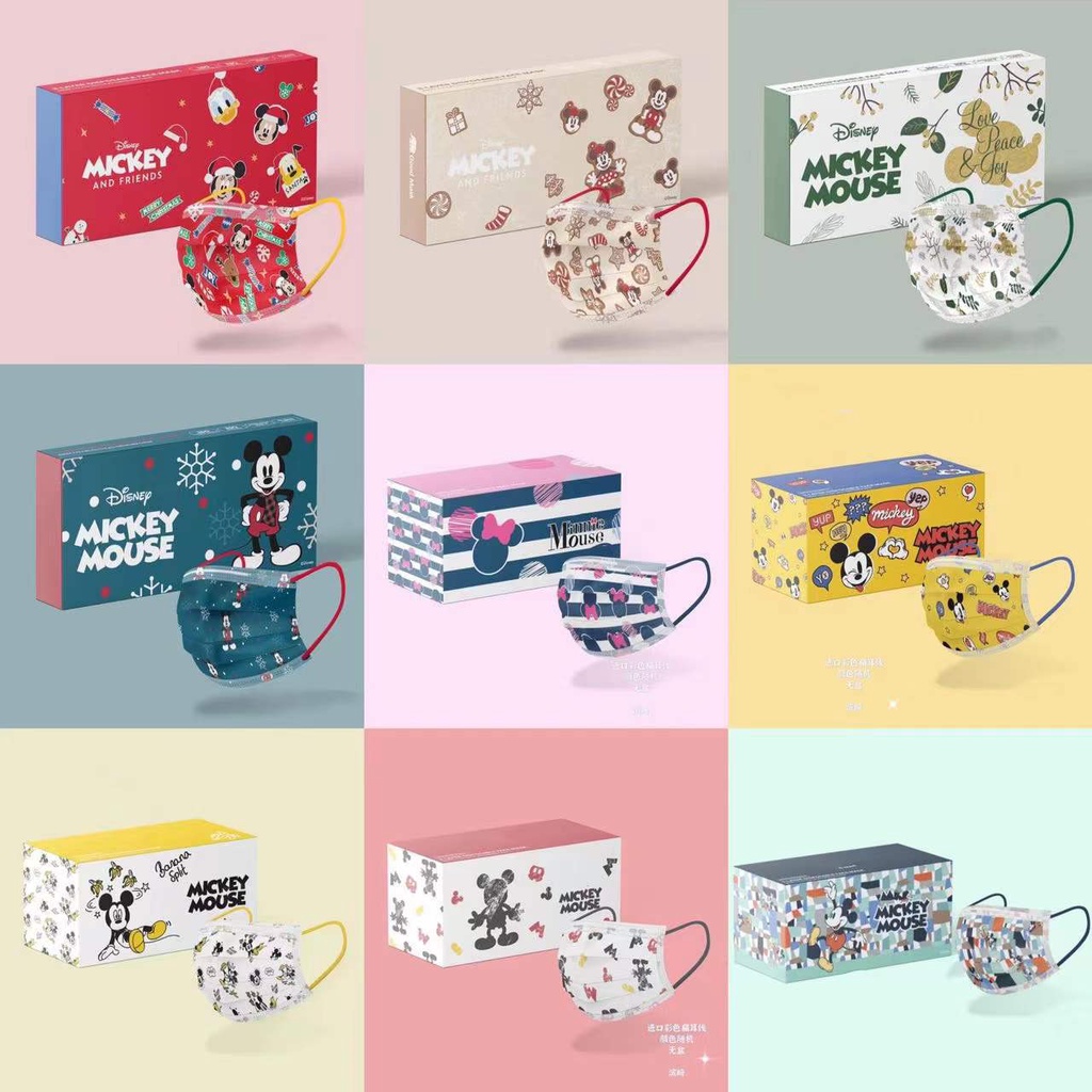 Set 20-100 Khẩu Trang 4 Lớp Chống Bụi Thoáng Khí Có Thể Tái Sử Dụng In Hình Chuột Mickey Disney