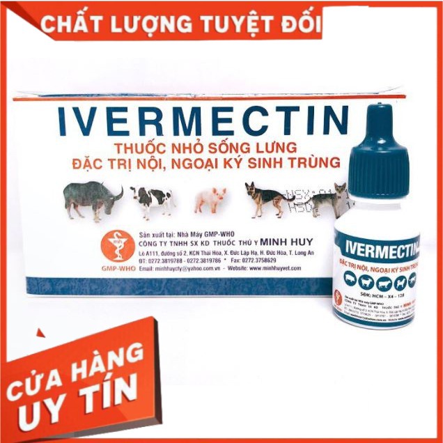 Nhỏ Gáy Trị Nội Ngoại Ký Sinh Trùng Giun Ve Rận Ivermectin MH hộp 10 chai - shop Thức ăn cho mèo pateciao