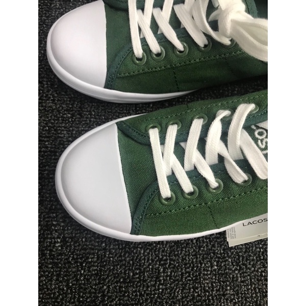 Giày thể thao nữ logo thương hiệu Lacoste cao cấp 1 màu đơn giản