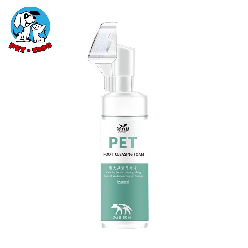 Dung Dịch Rửa Bàn Chân, Bọt Rửa Vệ Sinh Bàn Chân Chó Mèo 150ml Có Bàn Chải Giúp Khử Mùi Hôi Và Dưỡng Ẩm Hiệu Quả