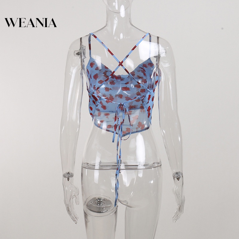 Áo Hai Dây Hở Lưng In Hoa Chất Liệu Chiffon Dễ Thương Thời Trang Mùa Hè