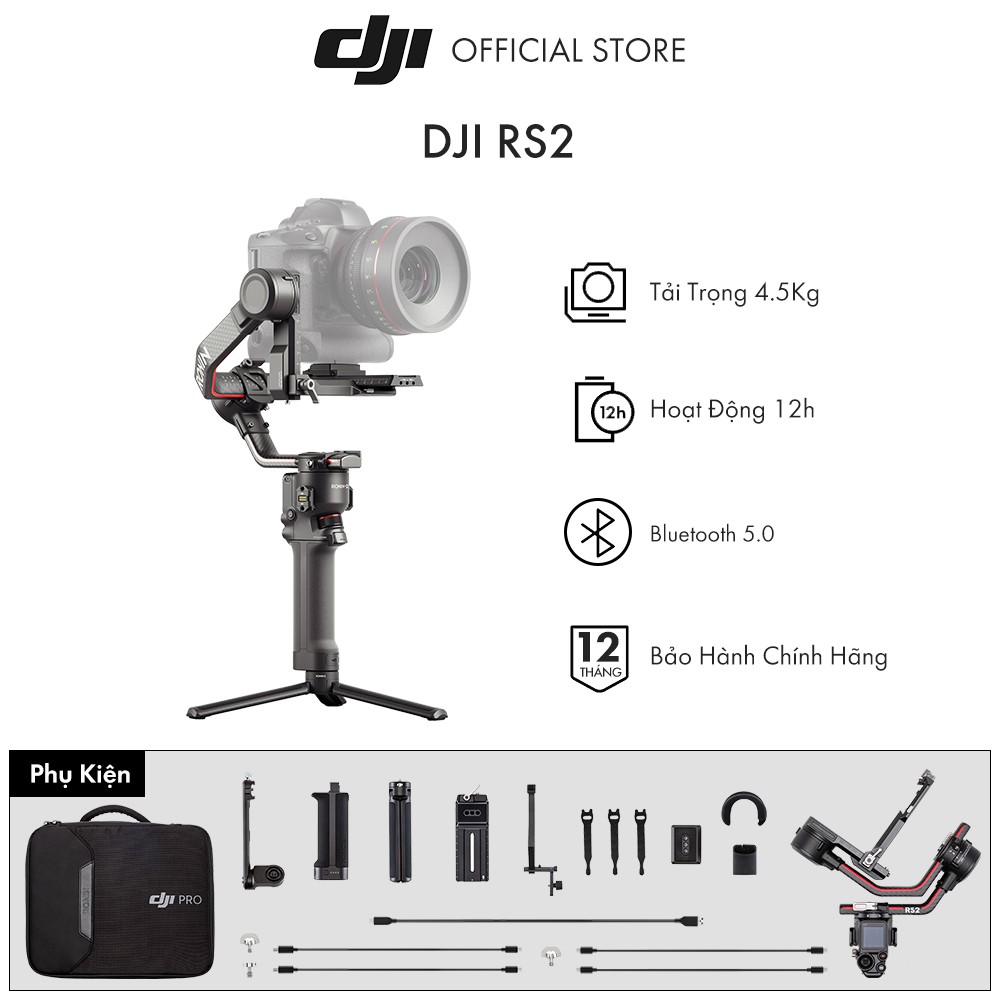 Gimbal Chống Rung Máy Ảnh DJI Ronin RS 2 | Hàng chính hãng | Bảo hành 12 tháng 1 Đổi 1