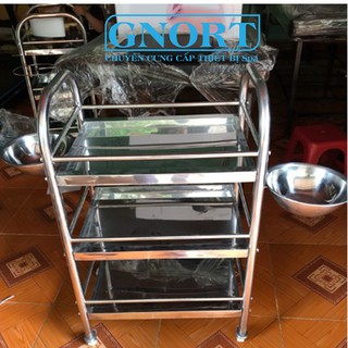 Xe Đẩy Inox 3 Tầng 2 Bát
