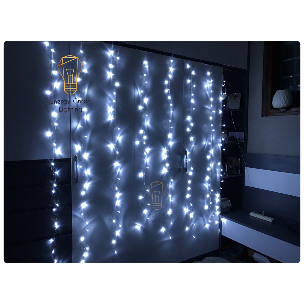 Đèn Led Energy Green Lighting nháy rèm 2 mét 8 dây 8 chế độ trang trí tết TN282 - Chế độ không nháy và 7 chế độ nháy vẫn