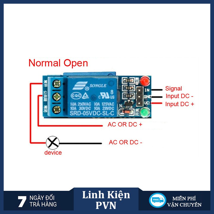 Module relay 5V 1 kênh đóng cắt thiết bị điện 10A
