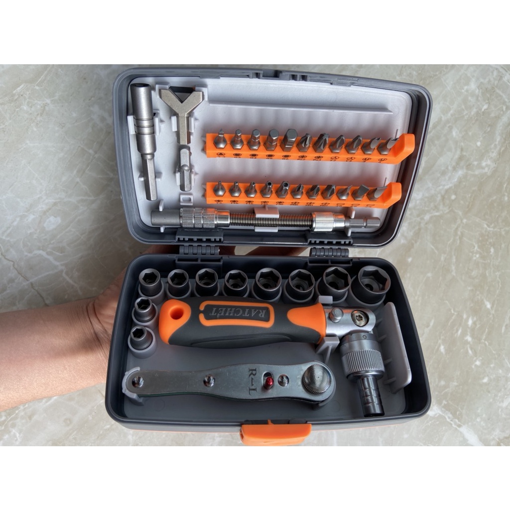 Bộ dụng cụ sửa chữa 38 chi tiết, bộ dụng cụ mở bu lông ốc vít ...