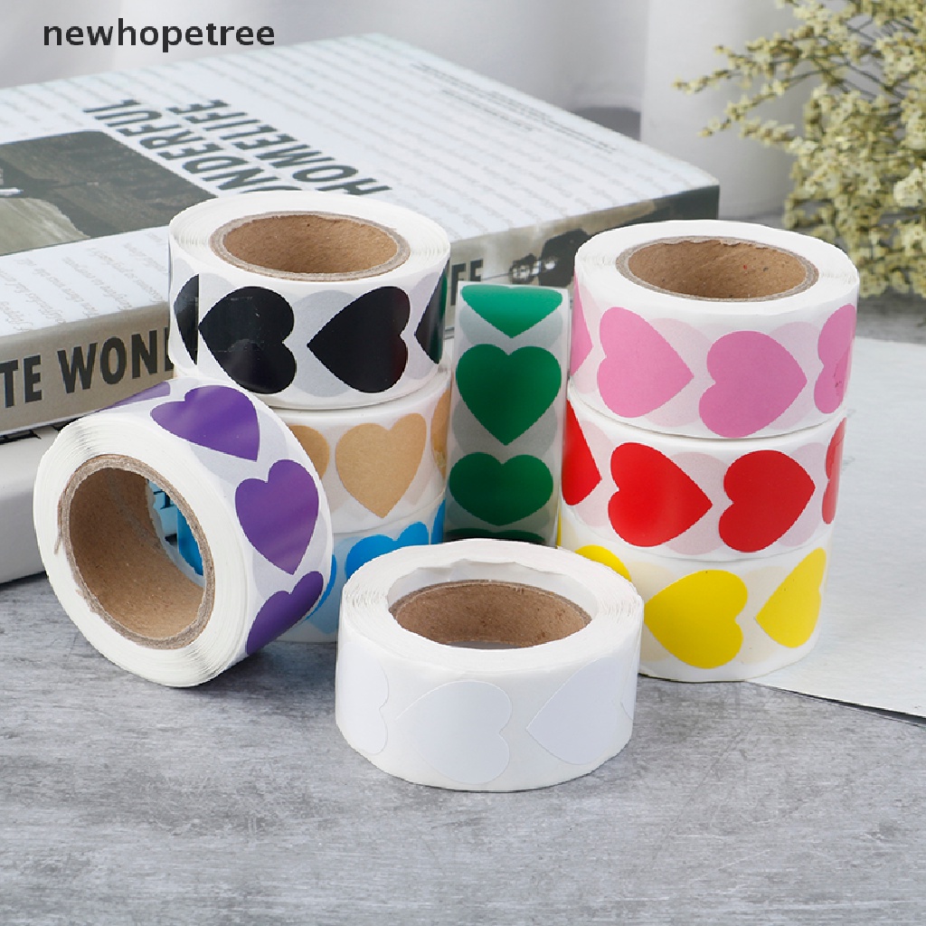 Cuộn 500 Nhãn Dán Niêm Phong Bao Bì Hình Trái Tim