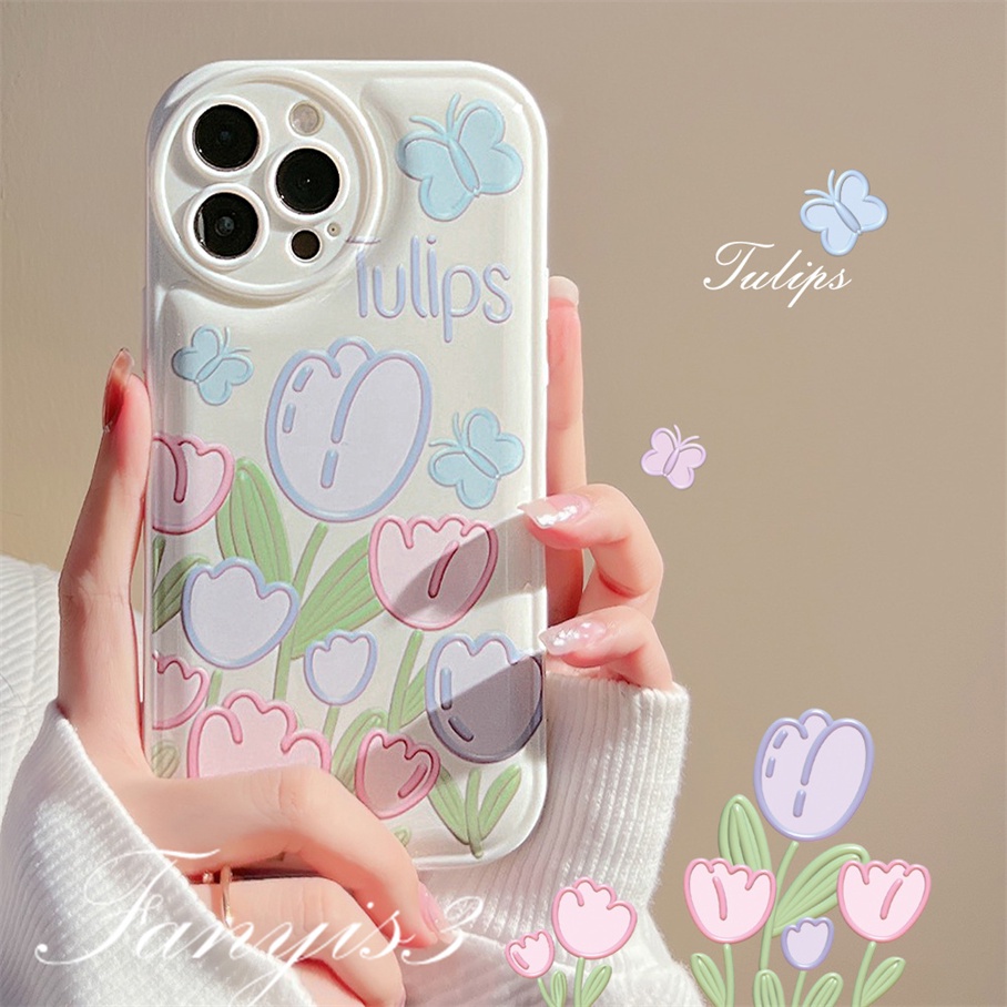 Ốp Điện Thoại Mềm In Hình Hoa Tulip Cho iPhone 14 13 12 11 Pro Max X XR Xs Max 8 7 6 6s Plus SE 2020