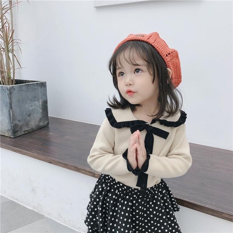 Áo Thun Tay Dài Cổ Búp Bê Thời Trang Thu Đông Hàng Mới Dành Cho Bé Gái