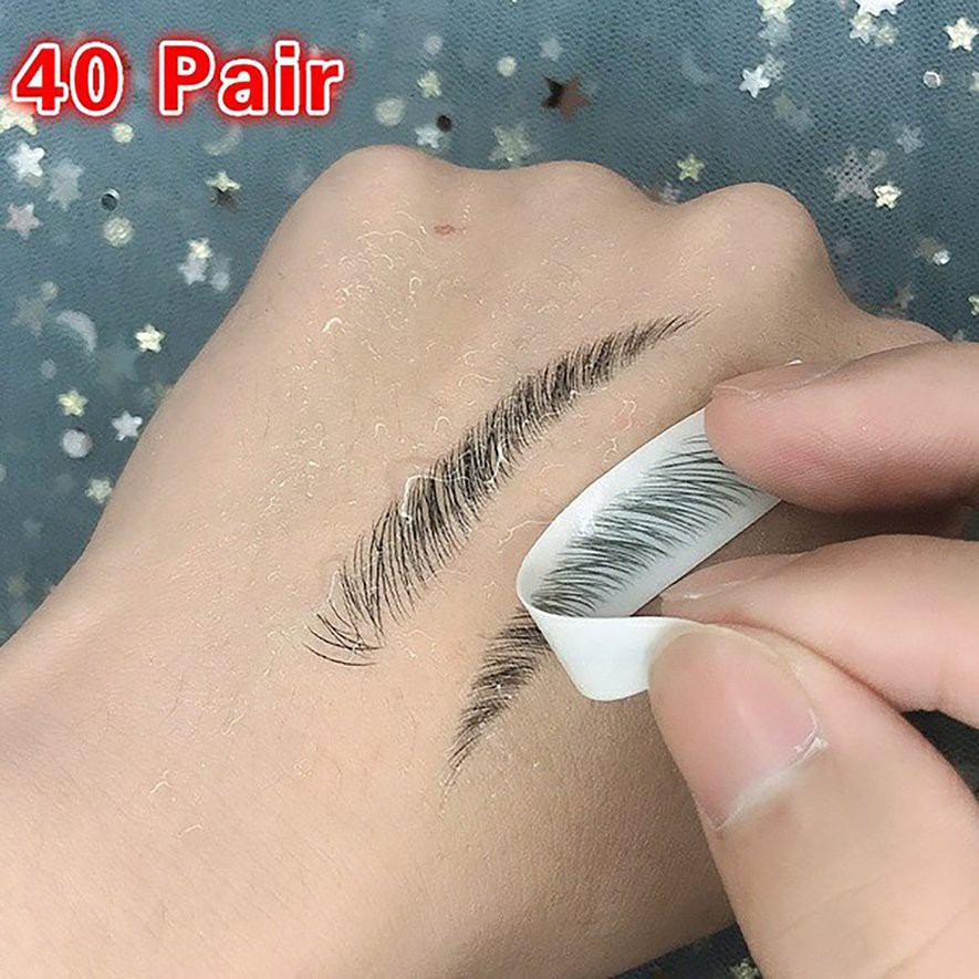 (Hàng Mới Về) Set 40 Cặp Nhãn Dán Lông Mày 6d Tự Nhiên Kháng Nước Lâu Trôi