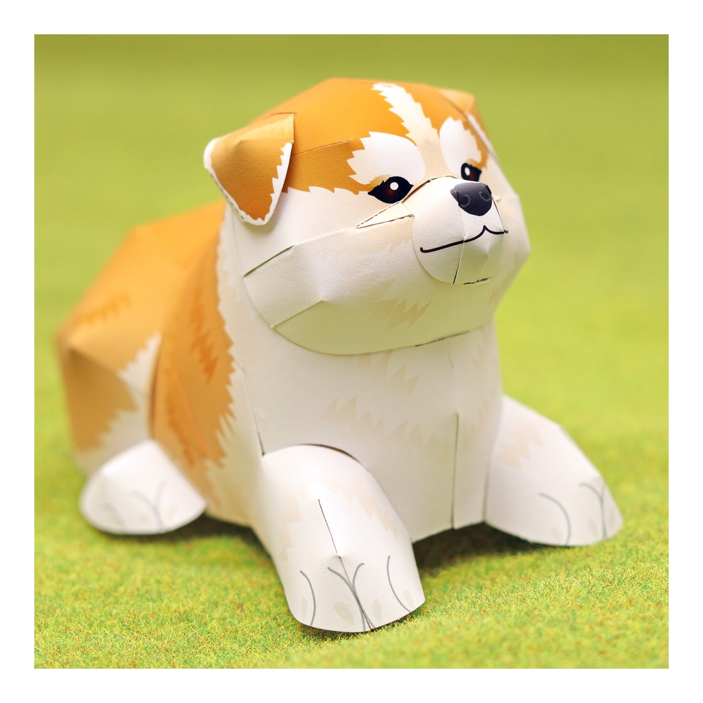 Mô hình giấy động vật Chó Akita