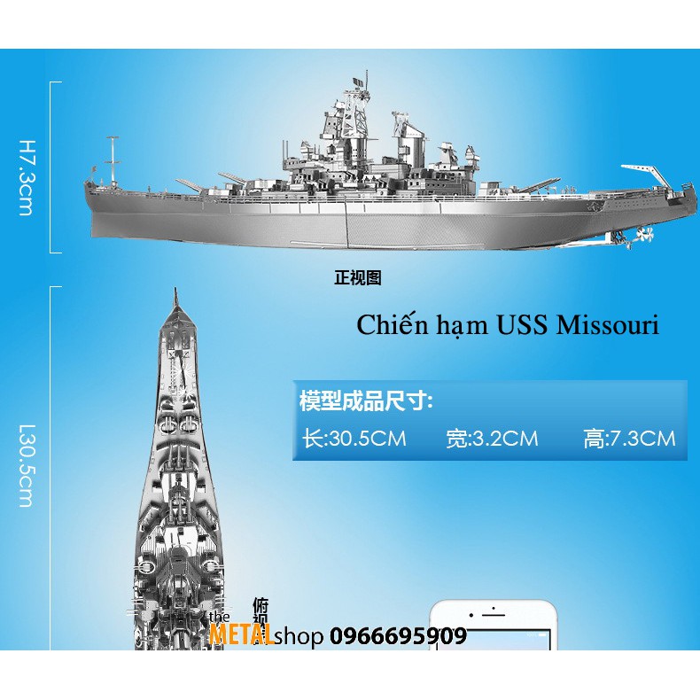 Mô Hình Lắp Ghép 3D Kim Loại chiến hạm cỡ to