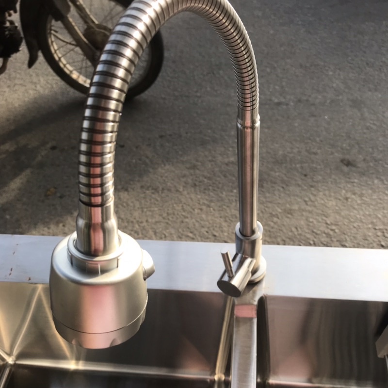 Bồn rửa chén inox đúc 304 2 hộc có chân, hộc vuông dày đẹp