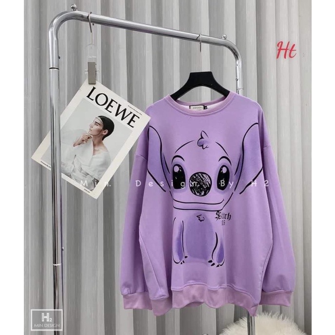 Áo swearter nỉ cotton Stich tím H2A