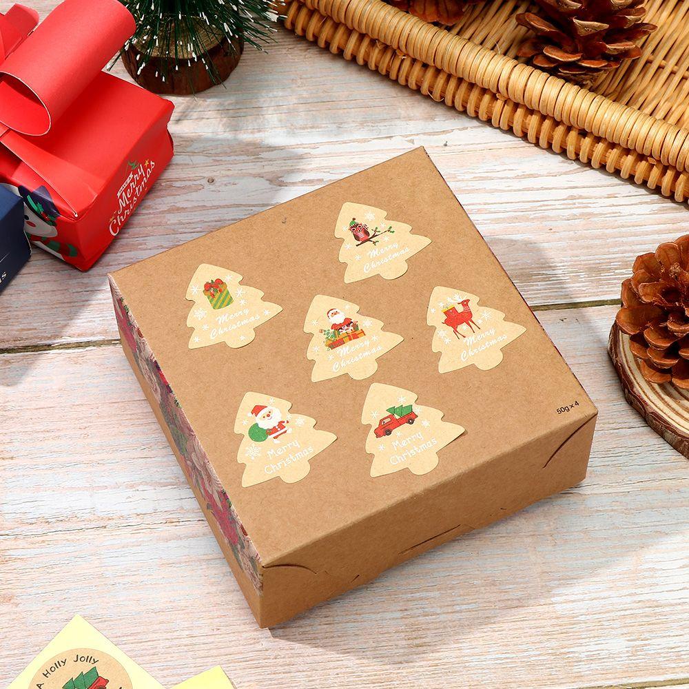 Set 10 Tấm Nhãn Dán Bằng Giấy In Họa Tiết Giáng Sinh Trang Trí Gói Bánh DIY