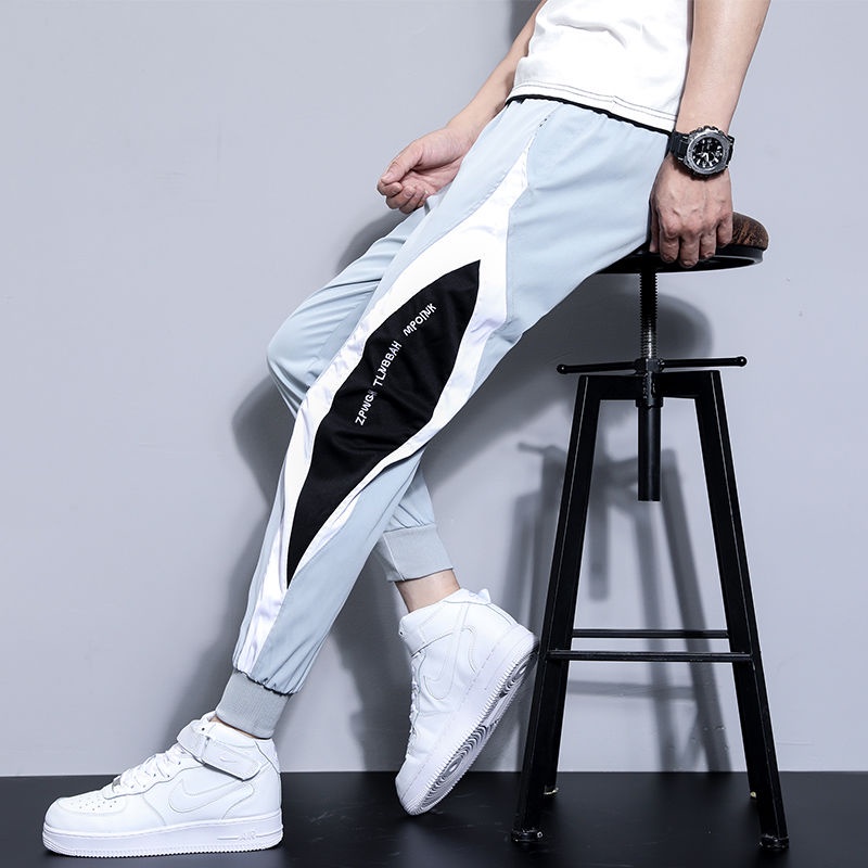 Mùa hè băng lụa quần chín điểm âu nam phiên bản hàn quốc yếm tự trồng trọt triều thương hiệu thể thao thắt lưng mỏng