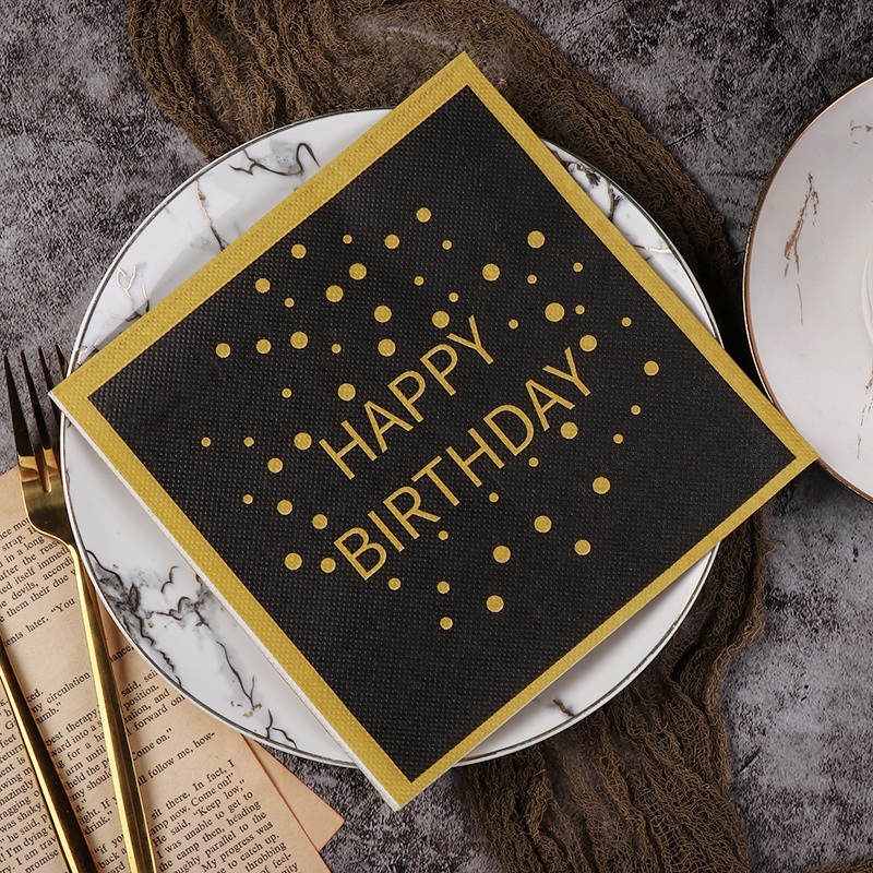 Bộ 20 Khăn Giấy In Chữ Happy Birthday Dùng Trang Trí