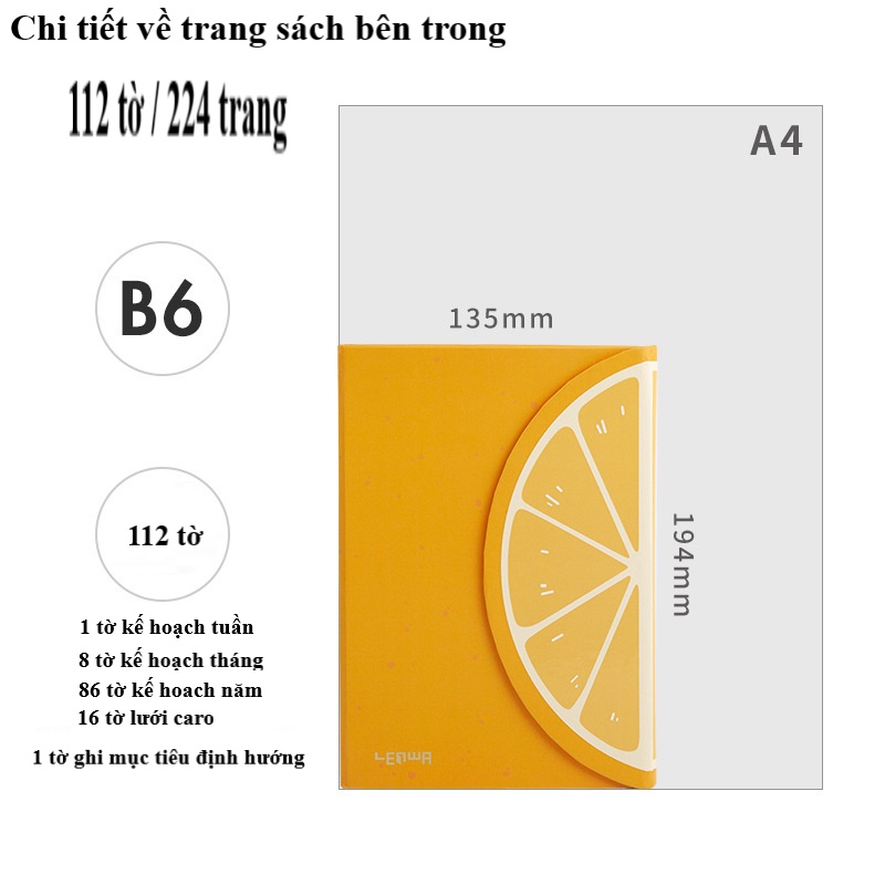 [Mã LIFE0803ALL giảm 10% đơn 0K] Sổ Mục Tiêu Kế Hoạch Công Việc Và Học Tập B6 224 trang : FRUIT WALLET