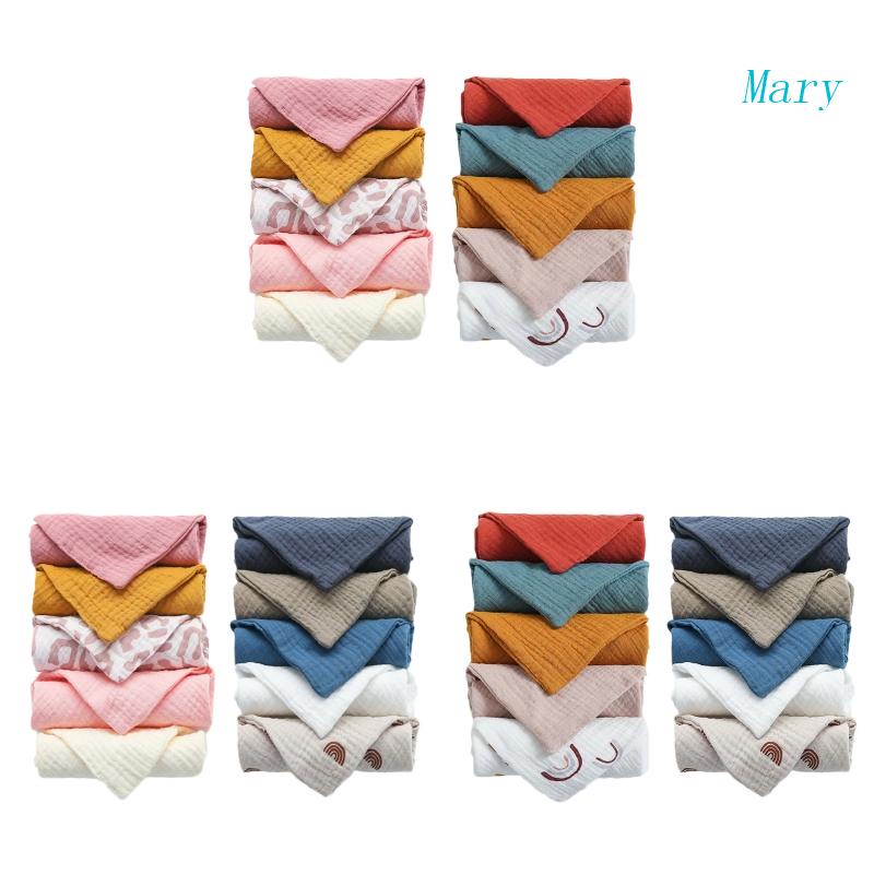 Bộ 10 Khăn Lau Mặt / Tay Hình Vuông Bằng Vải Crepe Muslin Mềm Mại Tiện Dụng Cho Bé Sơ Sinh