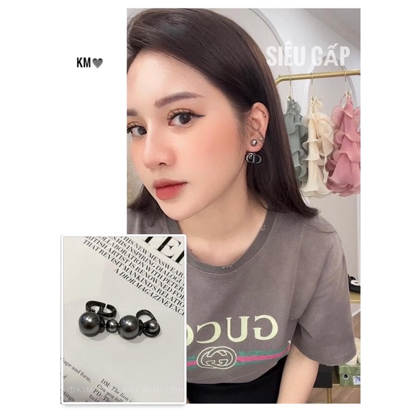 Hoa tai CD đen [ HÀNG MỚI VỀ]