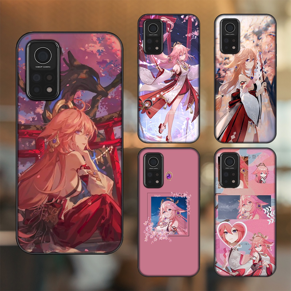 Ốp lưng Xiaomi Mi 10T Pro 5G viền đen in hình Yae Miko Genshin Impact