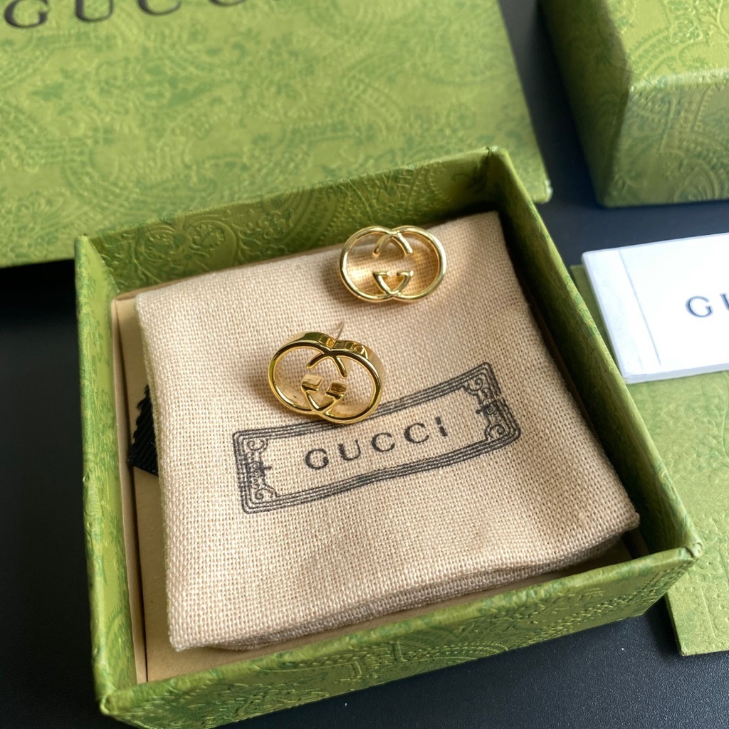 Bông Tai Gucci Bằng Thép Titan Hình Logo GG Đôi Thời Trang Cho Nữ