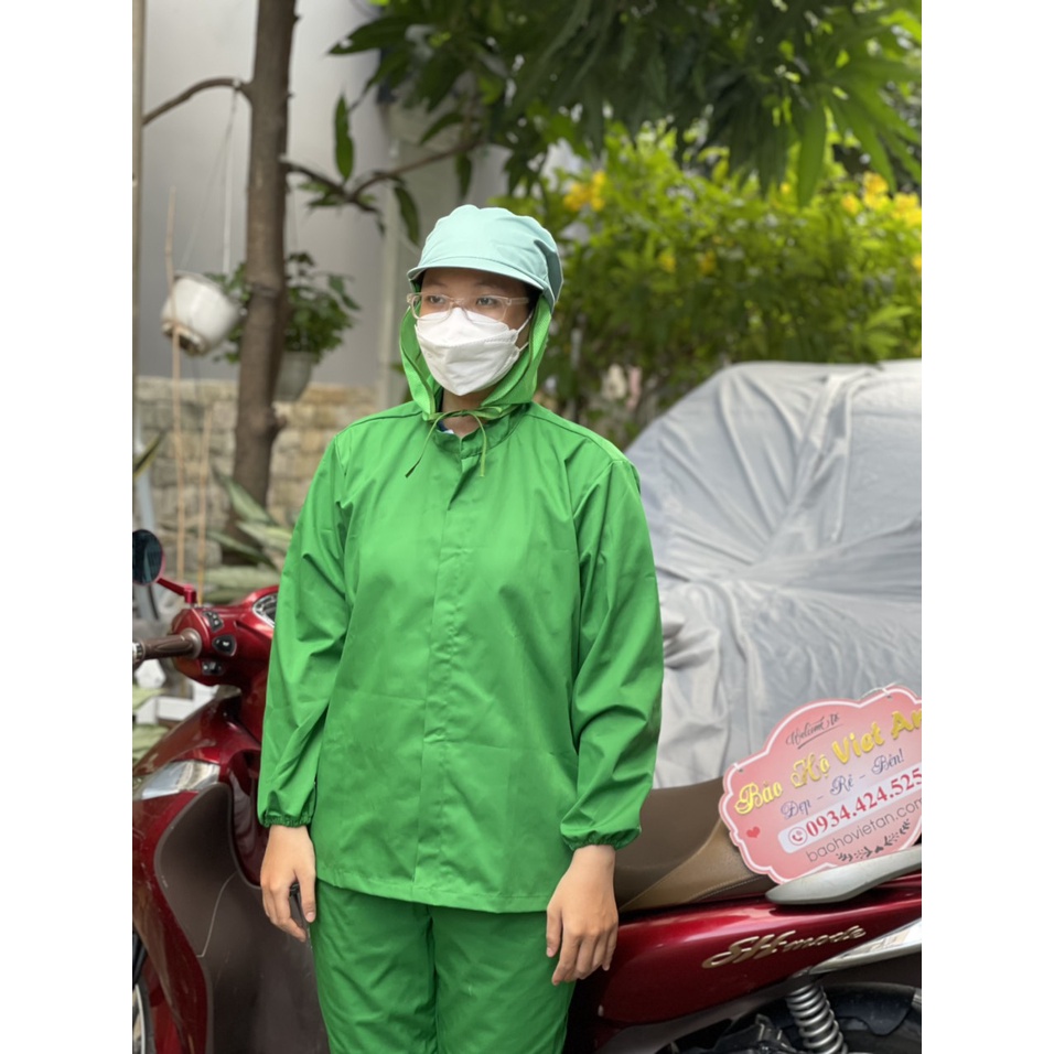 Đồng phục công nhân thực phẩm dài tay màu xanh lá chuyên dụng