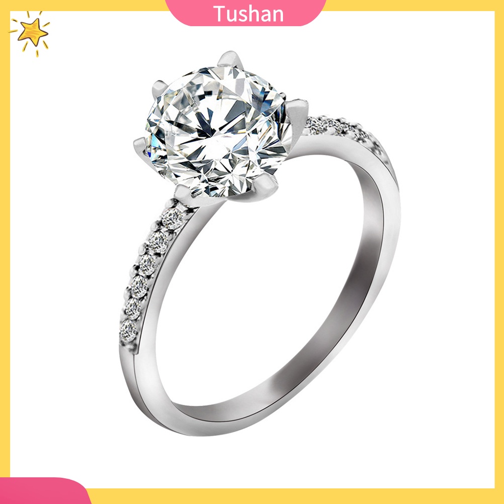Nhẫn Đính Hôn Đính Đá Zircon Thời Trang Sang Trọng