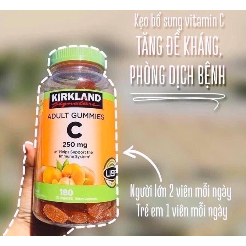 KẸO DẺO BỔ SUNG VITAMIN C 250MG 180V KIRKLAND CỦA MỸ