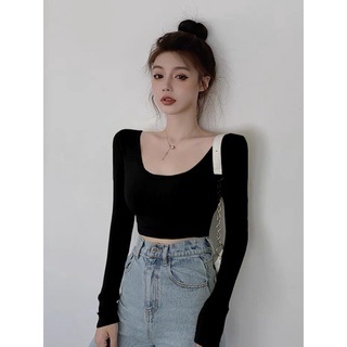 áo cổ u tay dài xinh tôn dáng
