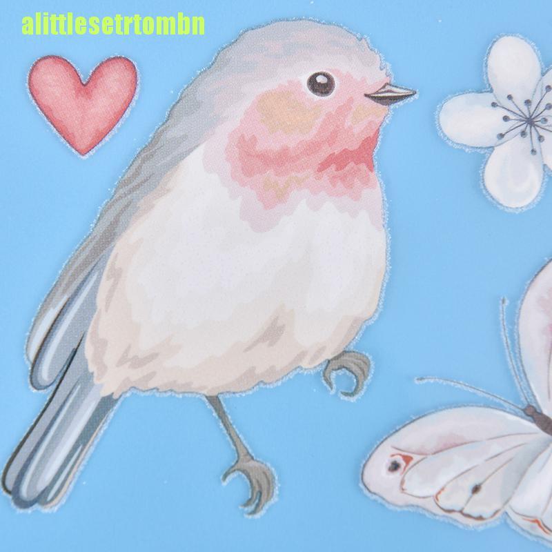 1 Sticker Ủi Thêu Hình Hoa Và Chim Ombn