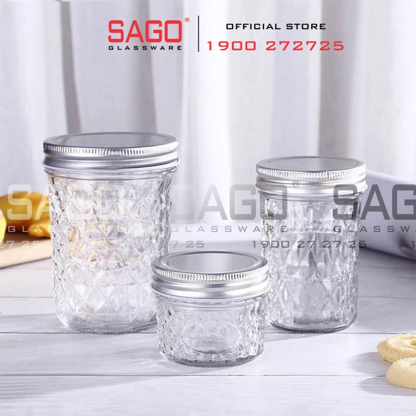 Hũ Thủy Tinh Gia Vị Đáy Nhỏ Nắp nhôm ,Tùy Chọn Dung Tích