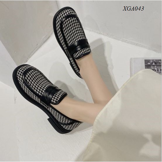 XGA043 Giày nữ vintage kẻ caro phong cách Hàn Quốc | BigBuy360 - bigbuy360.vn