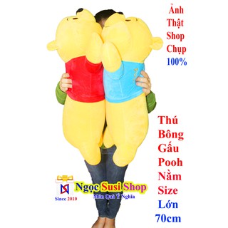 (Rẻ Vô Địch) Thú Bông Gấu Pooh Nằm Size Lớn 70cm - Hàng Cao Cấp Lông Nhung Mịn - Giá Cực Sốc