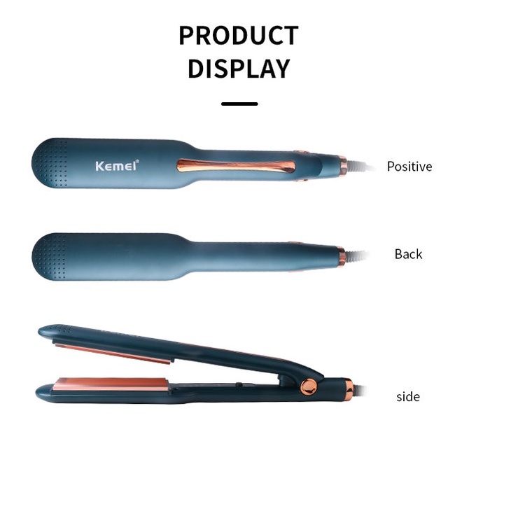 Máy Làm Tóc, Dập Xù, Kẹp Tóc, Duỗi Tóc Bản Lớn Chỉnh Nhiệt Kemei Km 9827 - Bảo Hành 24 Tháng