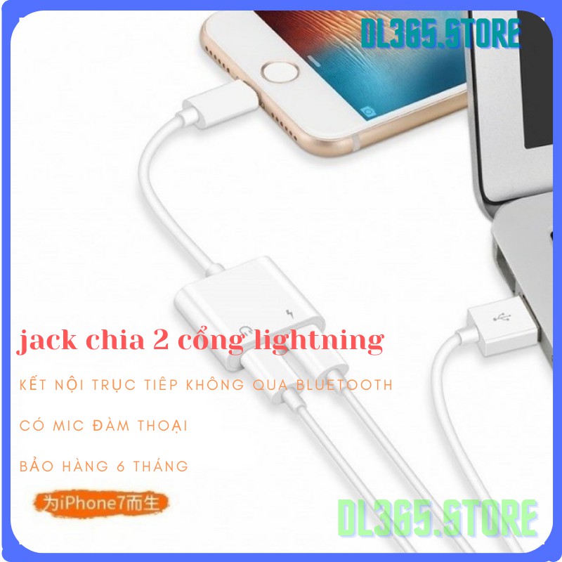 Jack Chuyển Đổi Vừa Sạc Vừa Cắm Tai Nghe (Chia 2 Cổng Chân Lightning Cho Các Dòng iPhone) cáp chia cổng lightning