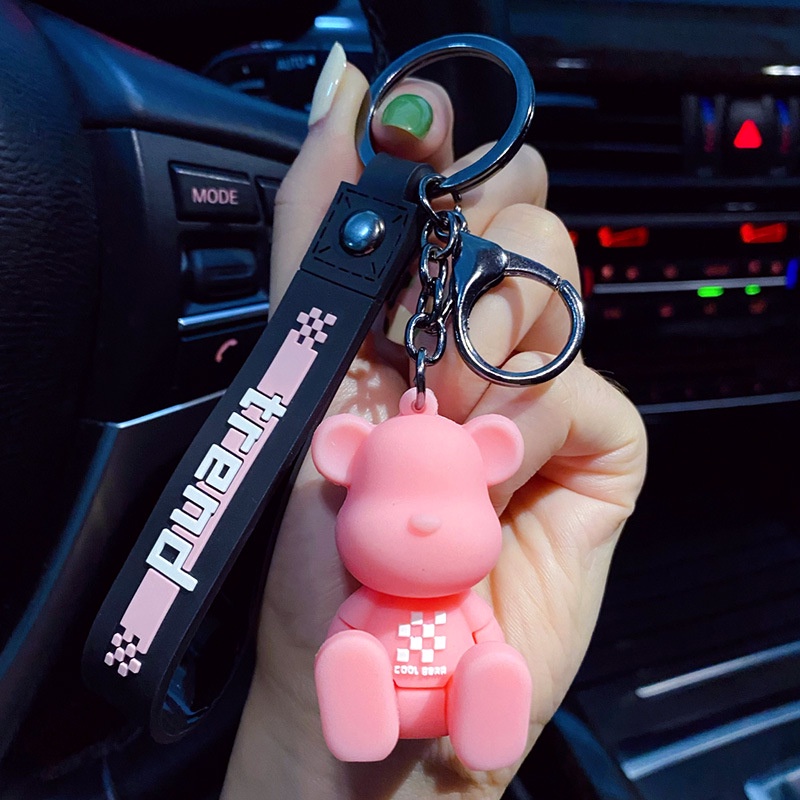 Móc khóa gấu bearbrick ngồi dễ thương nhiều màu sắc dùng làm móc túi balo túi xách quà tặng bạn bè người thân -TH20