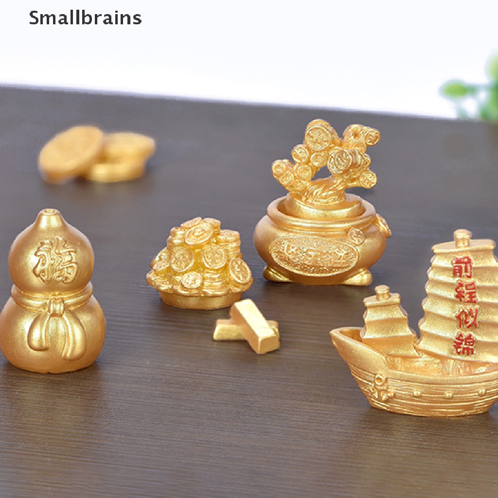 Smbr Micro Landscape DIY Resin Crafts New Year Gold Accessories Ingot Tree Gourd Boat BR