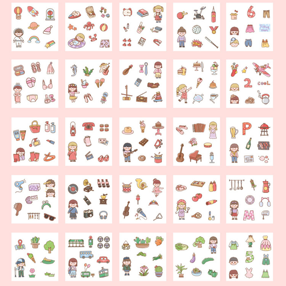 200 Miếng Dán Trang Trí Dễ Thương