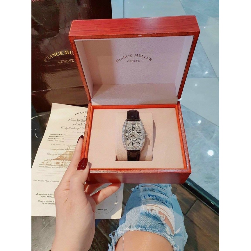 Đồng hồ FR mặt bầu viền đá, bảo hành 12 tháng