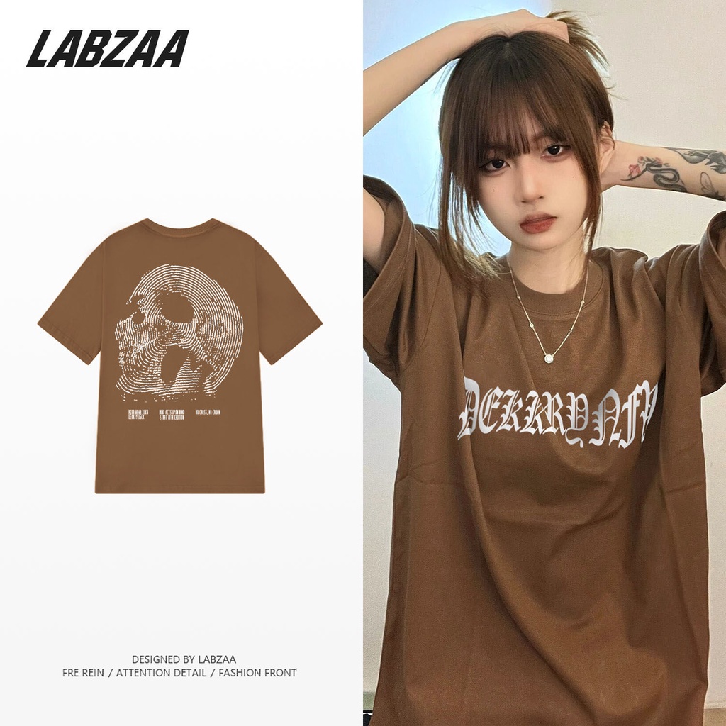 Áo thun tay ngắn 100% vải cotton phong cách đầu lâu thời trang retro Hong Kong cho nam nữ