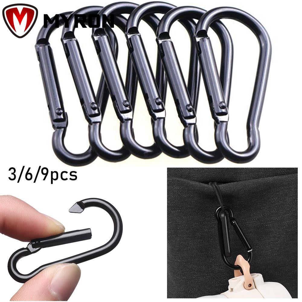 Set 3/ 6/ 9 móc chữ D bằng hợp kim nhôm màu đen tiện dụng cho các hoạt động ngoài trời