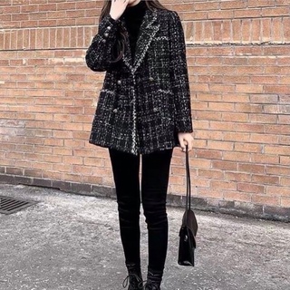 ÁO DẠ TWEED ĐEN VIỀN
