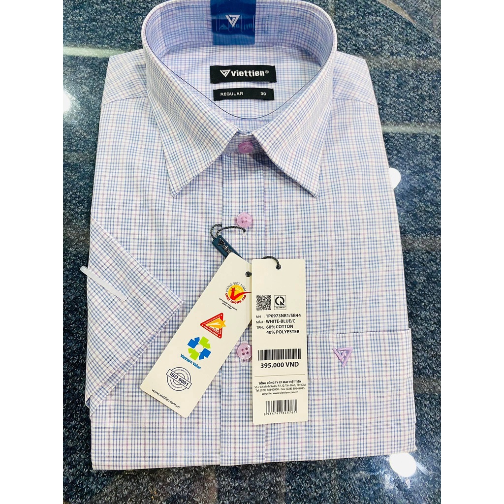 ÁO SƠ MI NAM VIỆT TIẾN 💕 FREESHIP💕 MẪU MỚI 100%  NGẮN TAY, VẠT BẦU, SIÊU MỀM , SIÊU MÁT