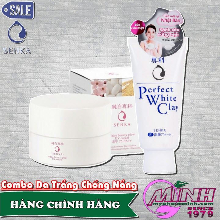 Combo Dưỡng Da Cơ Bản Da Trắng Chống Nắng Senka Nhật Bản